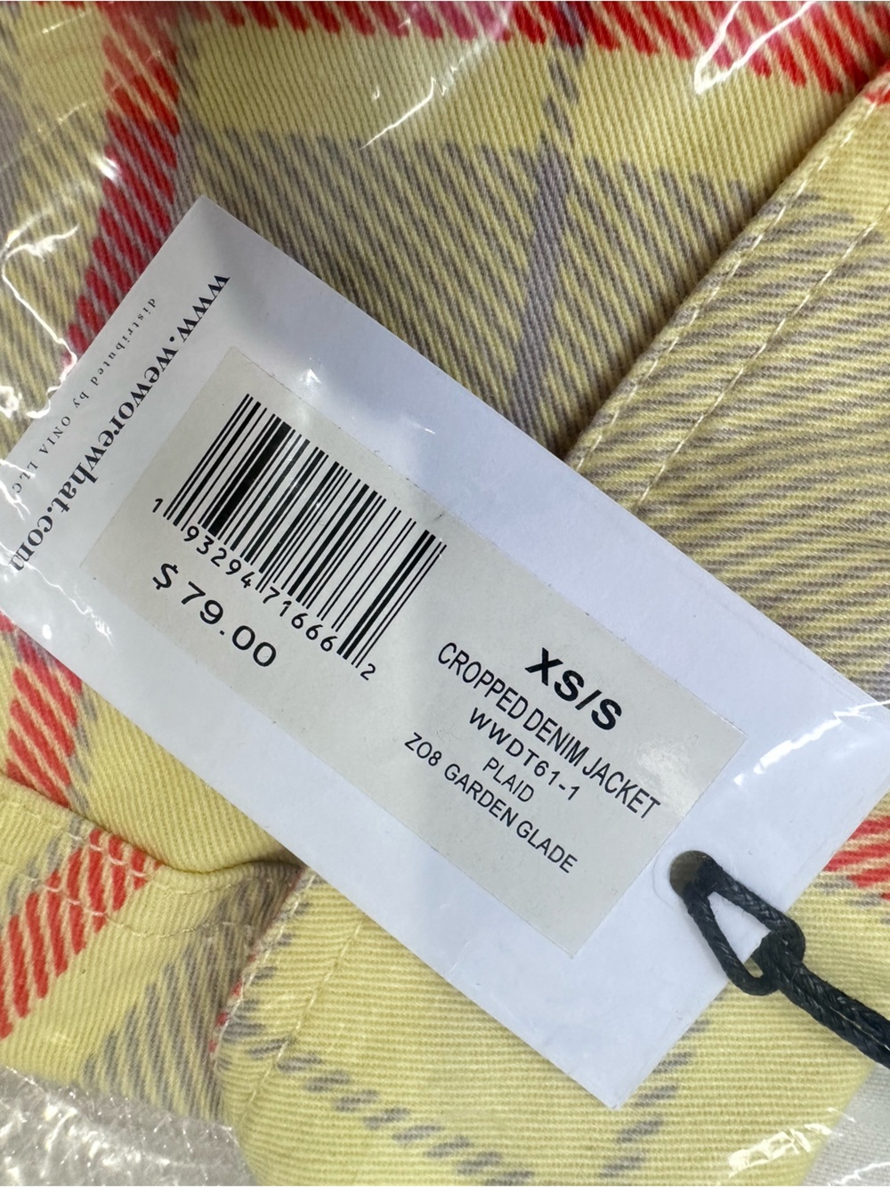 Revolve WeWoreWhat Yellow Garden Glade Plaid Cropped Jacket XS/S - Picture 9 of 10